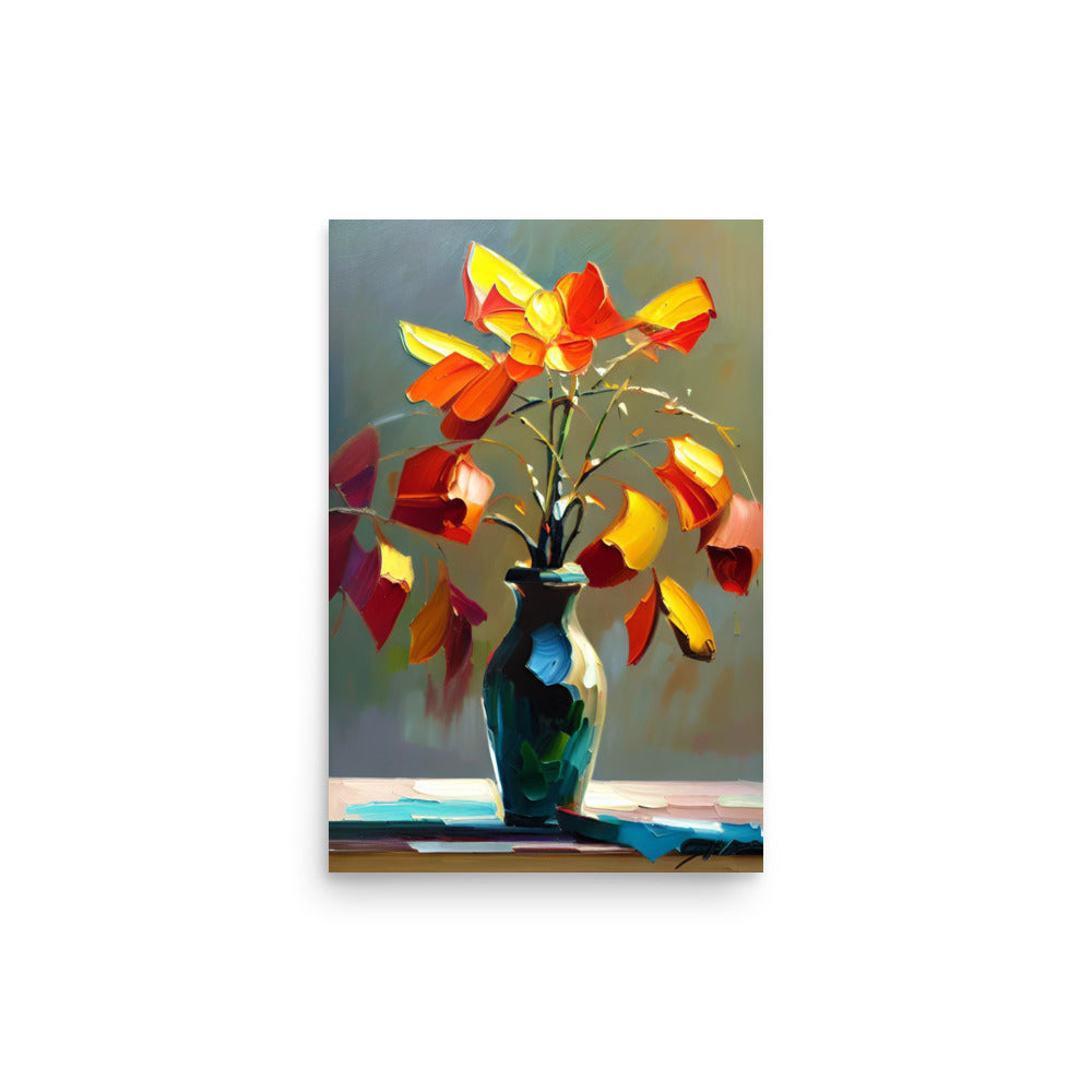A Painting Of Orange Flowers With Beautiful Brushstrokes.