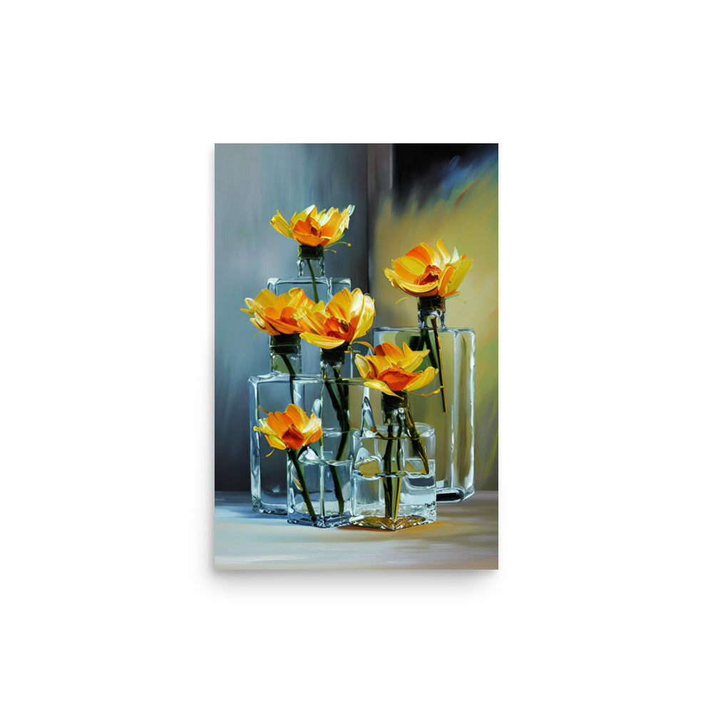 A California Poppies Artwork With Thick Colorful Brushstrokes.
