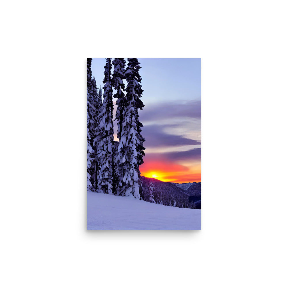 A Snowy Mountain Sunset - Art Prints On Premium Photo Paper