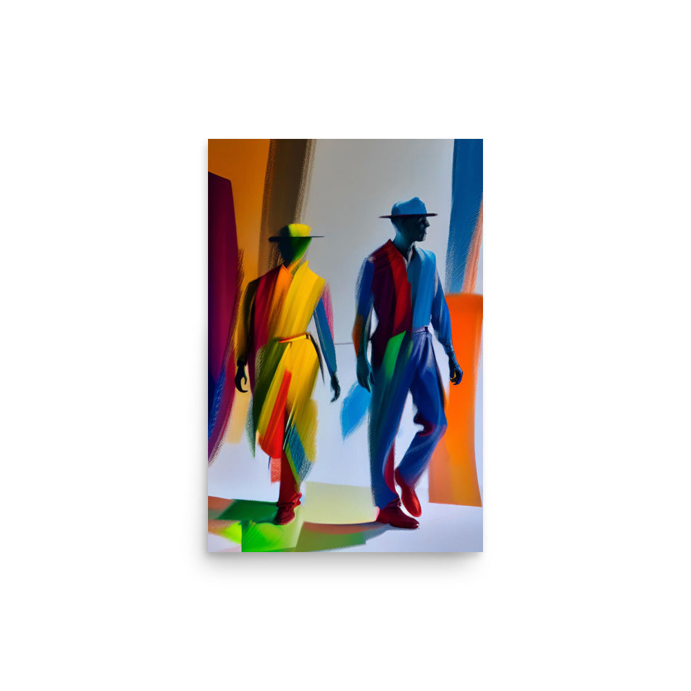 A Colorful And Characteristic Abstract Painting With Men.