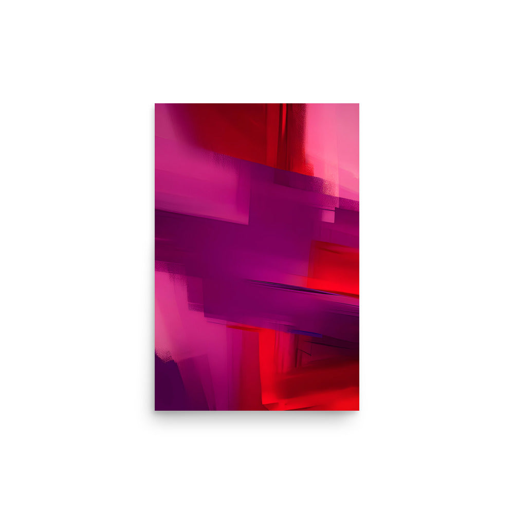 An Abstract Painting With Vibrant Red And Purple Brush Strokes