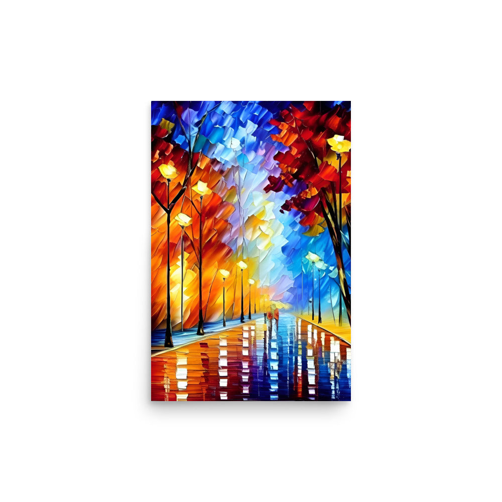 Glowing Lights - A Palette Knife Painting Of Beautiful Autumn Trees