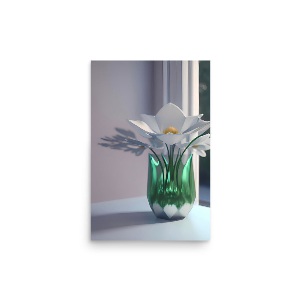 A Modern Art Flower, In A Sparkling Cut Crystal Vase,