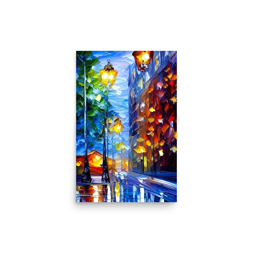 Thick Vibrant Brushstrokes - Painting Of A Colorful City Street