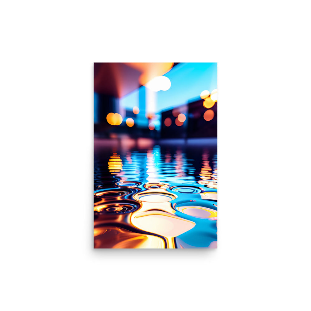 Abstract art prints with brilliant reflections off water showcasing a dance of color.
