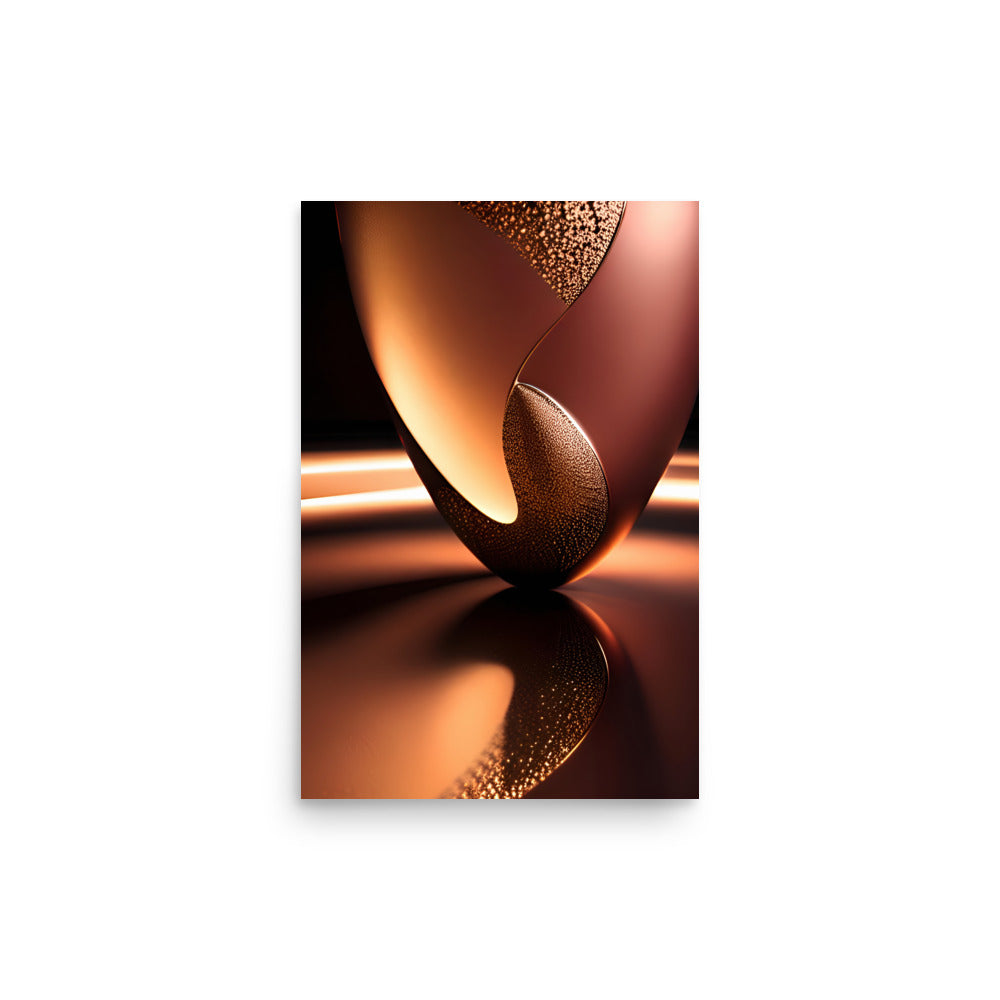 Gleaming copper curves play amidst lustrous bronze abstract art prints.