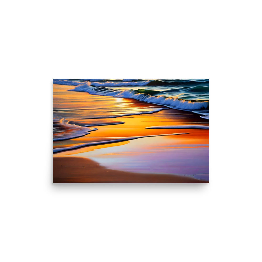 Beachside art prints of distant landscapes where the sand meets sea and