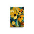A painting with yellow flowers in a vase, done in a colorful Van Gogh style.