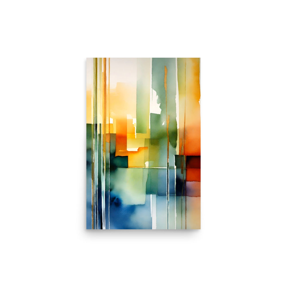An abstract art with a cityscape theme in a beautiful watercolor style.