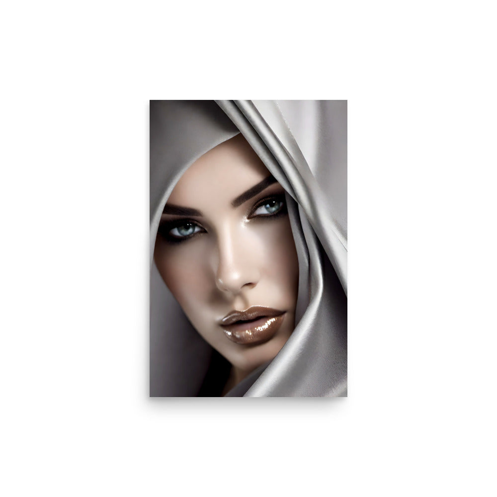 Artwork of a woman with a beautiful and captivating stare, in a portrait style art.