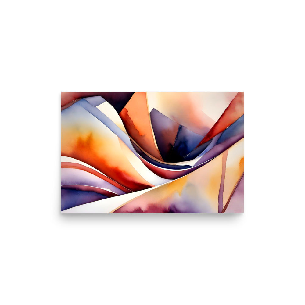 A bold vibrant abstract watercolor with flare, deep orange colors mixed with brown shades.