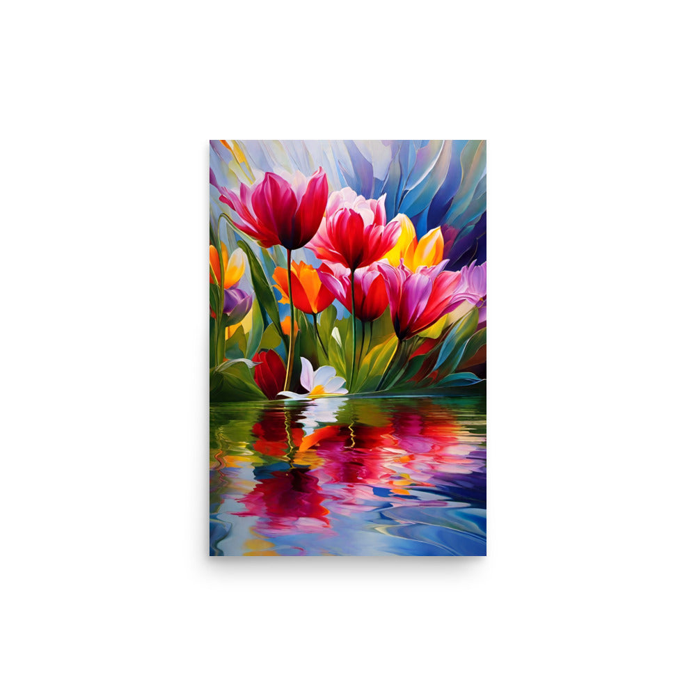 Boldly painted colorful flowers, thick vibrant brushstrokes create a phenomenal floral art.