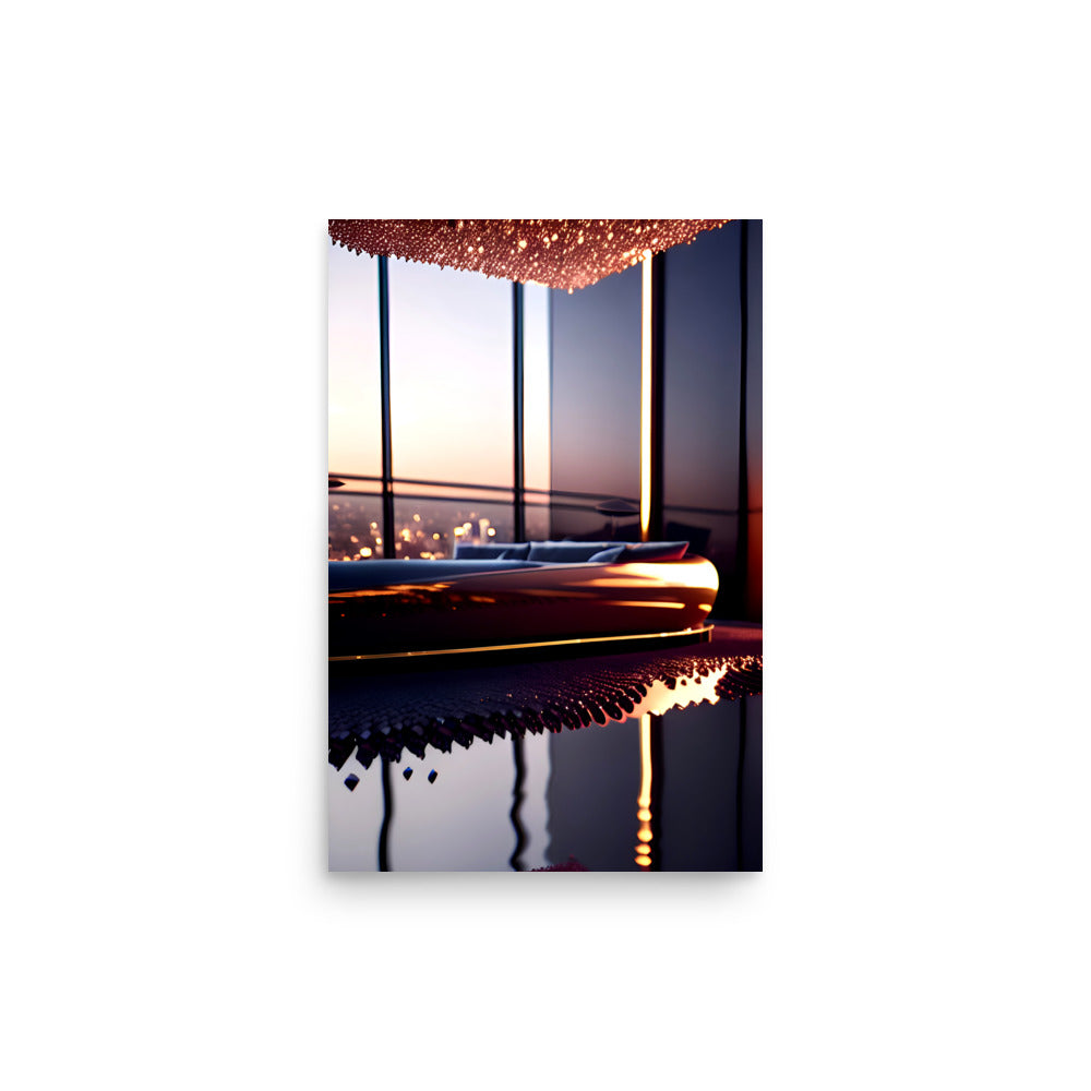 Stunning modern style artwork with eye-catching reflections from mirrored surfaces.