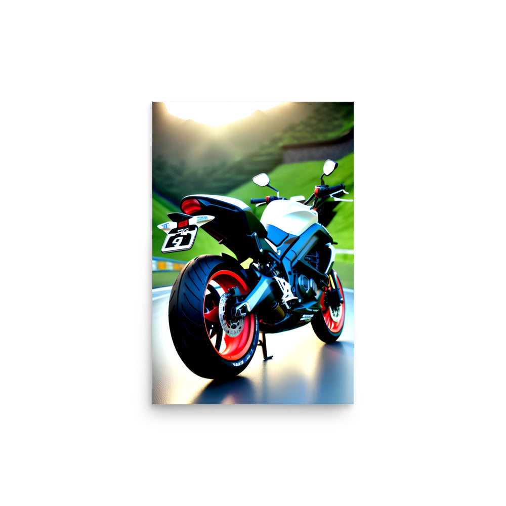This sportbike doesn't exist, it's an AI prompt digital art creation with a vibrant cool style.
