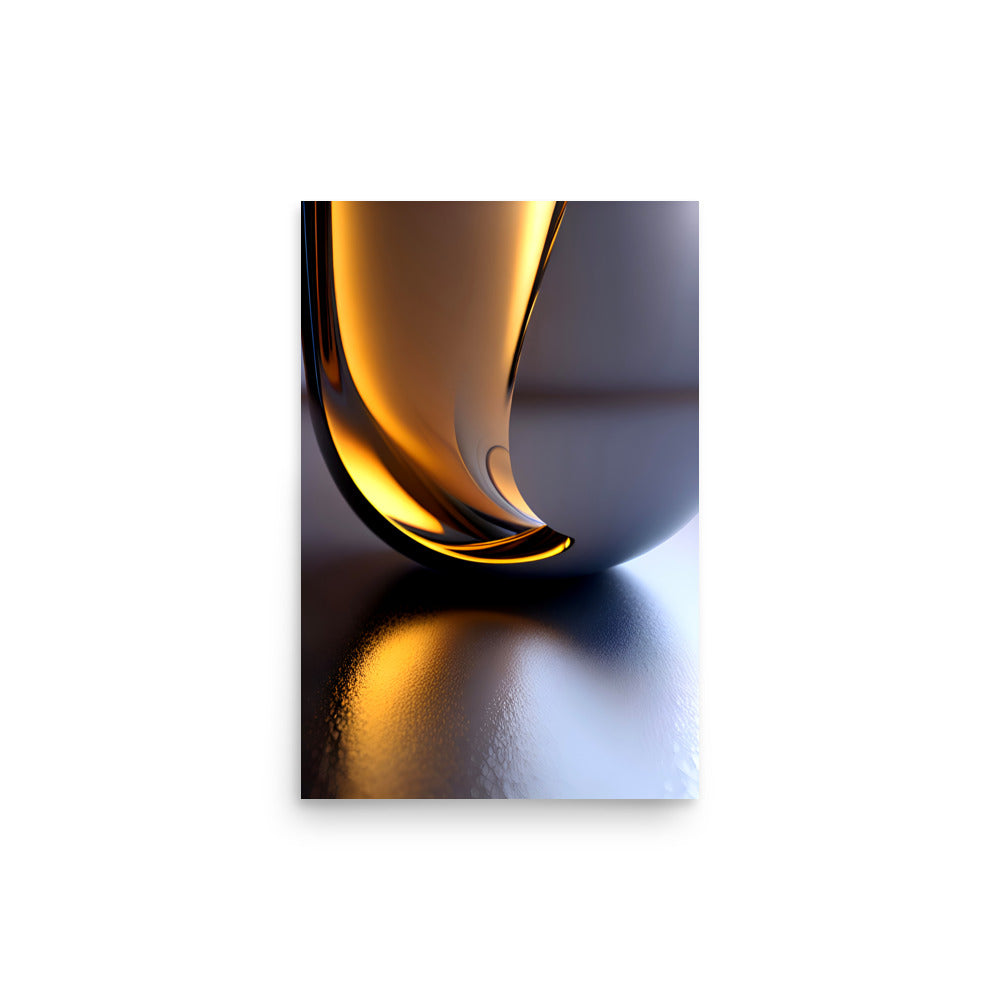 A shiny gold sculpture on art prints, for a fun stylish modern mix of shape and color.