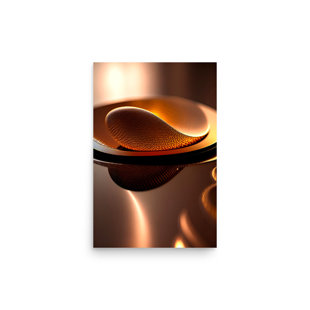 A copper colored abstract art with curves with a warm relaxing modern style.