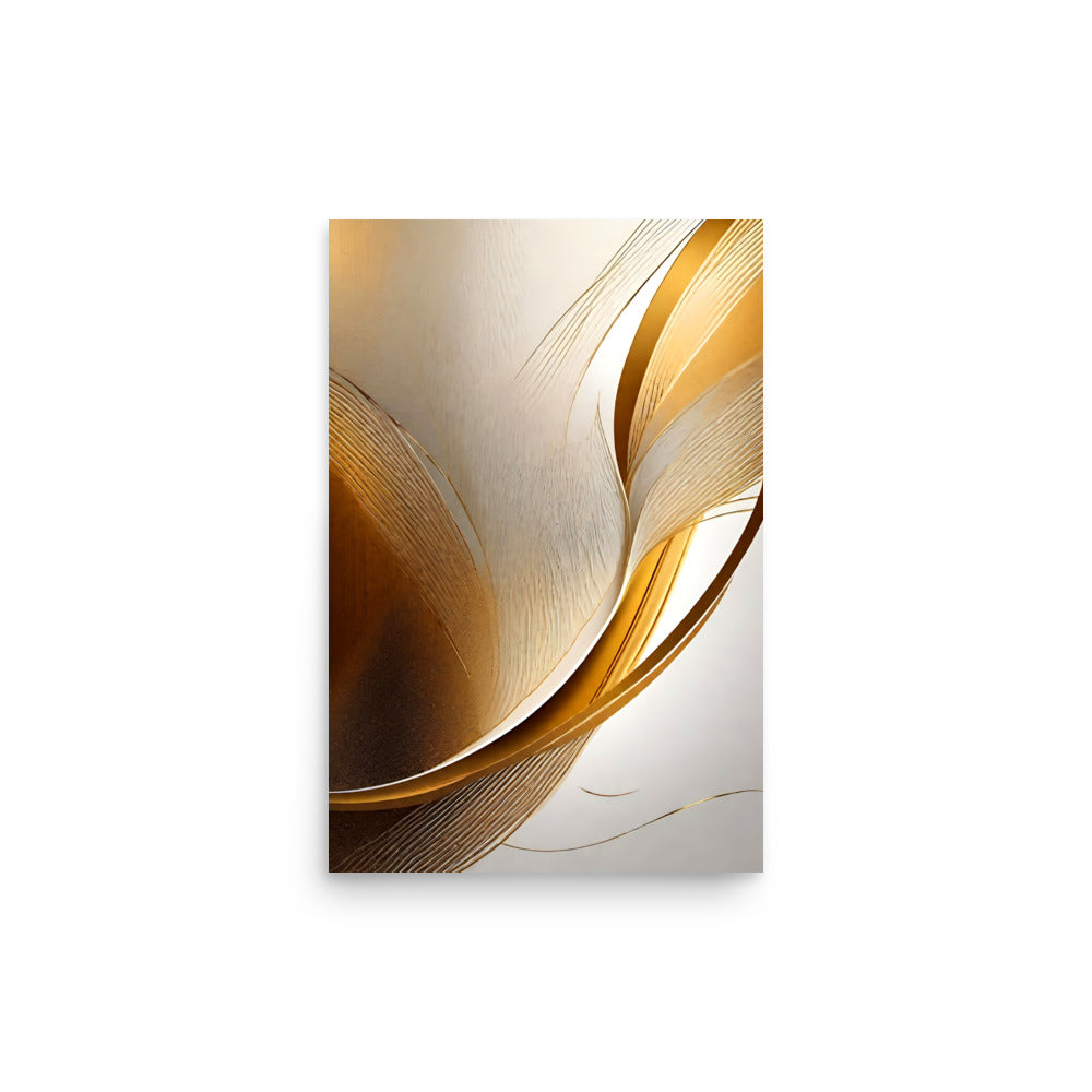 Sculptural forms with curved edges of golden and ivory layers, with subtle shadows.