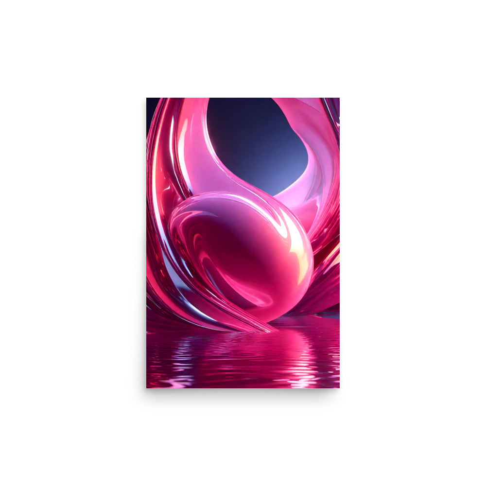 Vibrant crimson to fuchsia hues swirl. Sinuous shapes twist, curve fluidly. Glossy abstract forms suggest molten viscosity. Smooth reflective surfaces enhance depth's energy. Contrasting lights beckon dynamism's captivating dance.