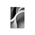 Shades of black and white intertwine. A flowing white ribbon twists gracefully. Gray backdrop highlights abstract form.