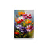 Painting of colorful flowers in full bloom, with thick expressive brush strokes.