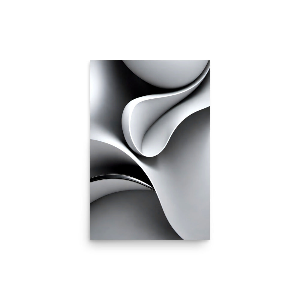 Abstract black and white curves with a beautiful metallic sheen.