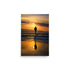Silhouette of a male figure on a beach with reflective water surface.