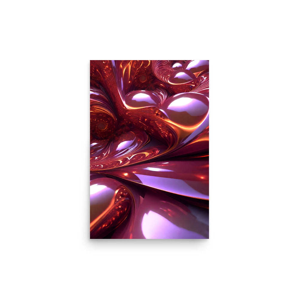 AI prompt abstract art with intense pink and purple colors, on beautiful reflective surfaces.