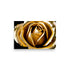 A gold dipped rose with delicate petals plated in shimmering gold, covered in dewdrops.