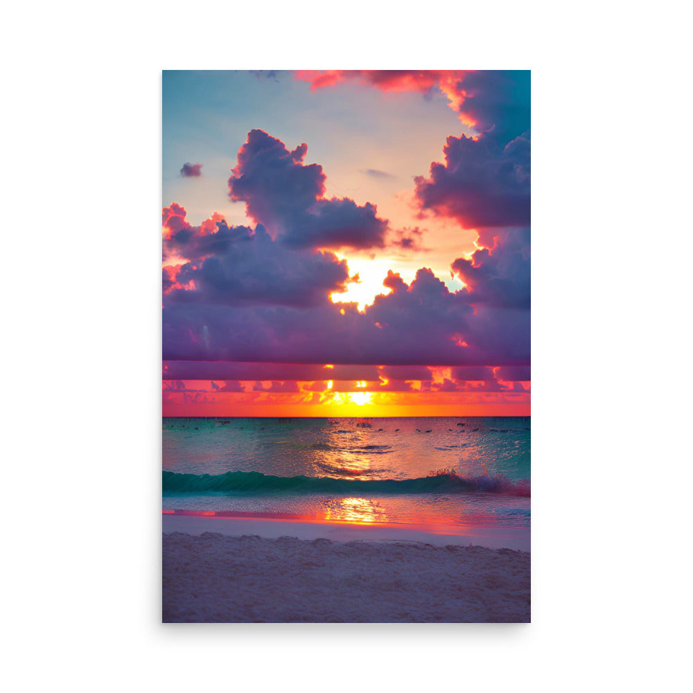 Art prints of an awesome sunset, glowing with beautiful colors.