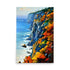 An ocean cliffside painting with thick colorful brushstrokes, for art prints.