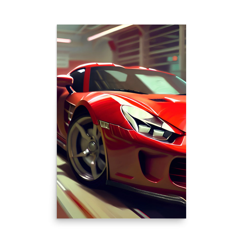 Cool art prints with an AI created hot red sports car.
