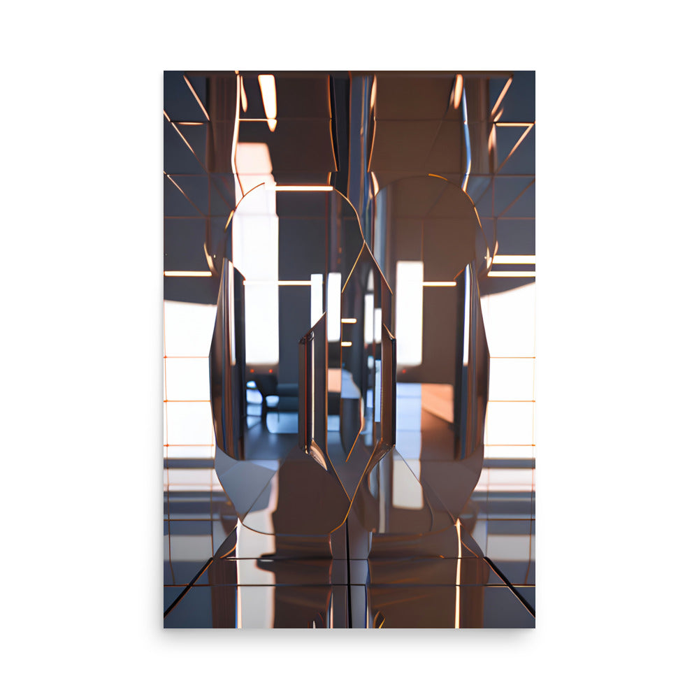 A mesmerizing art with reflective glass in a modern style, for art prints.