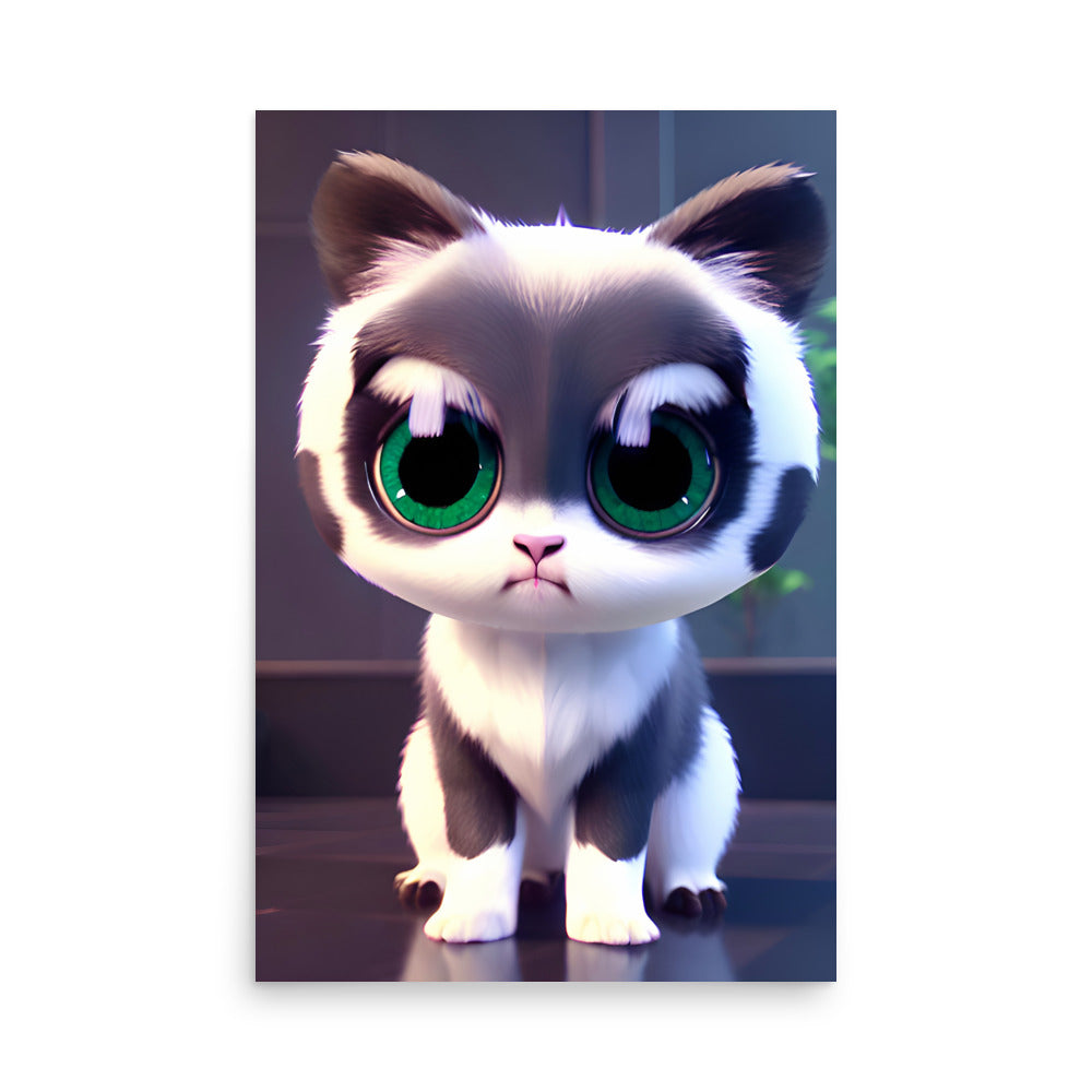 A cute cartoon cat with attitude on his face, on art prints.