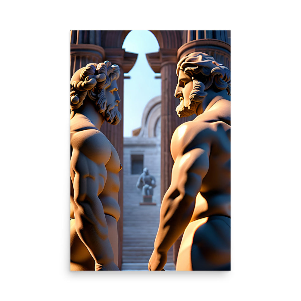 A Roman style artwork with stone statues, these art prints leave you wondering, what's happening here?