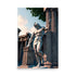 An old roman style statue with a funny pose, on poster art prints.