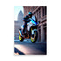 A guy getting airborne on a sportbike, made for art prints.