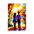 A colorful palette knife painting of a cute couple in the wilderness that's made for art prints.