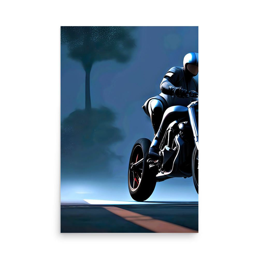 Hitting The Twisties is a rider racing a motorcycle on the streets, in art prints.