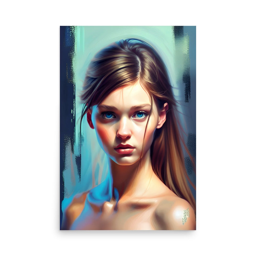A beautiful girl portrait artwork with an abstract background.