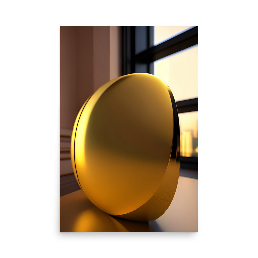 An abstract art with a gold colored translucent object.