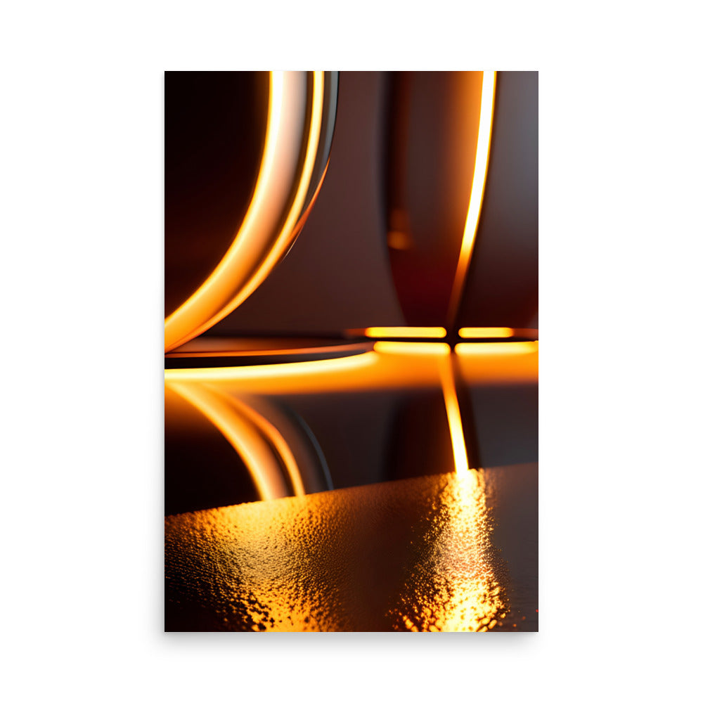 Glistening gold reflections shine from metallic curves on these abstract art prints