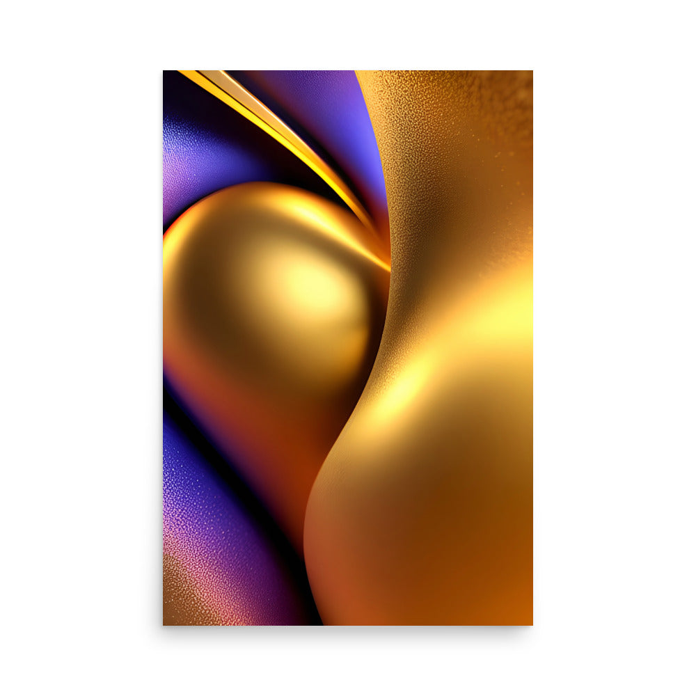 Abstract art with warm golden highlights dance amidst cool purple accents