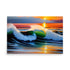 Oceanside artwork with beaming sunlight shining through the glistening sea waves while