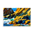 Art prints of a beautiful painted rocky shoreline with a foamy surf.