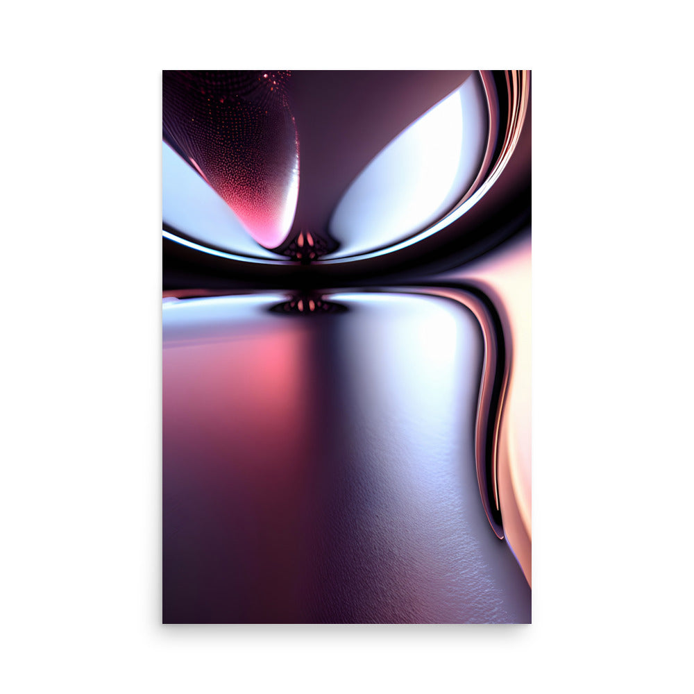 Deep purple swirls with gleaming silver highlights on abstract art prints with