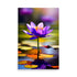 A purple water lily blooming in a pond with beautiful lily pads.