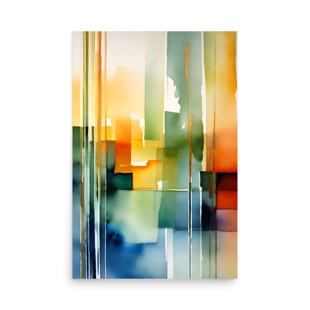 An abstract art with a cityscape style theme in a beautiful watercolor style.