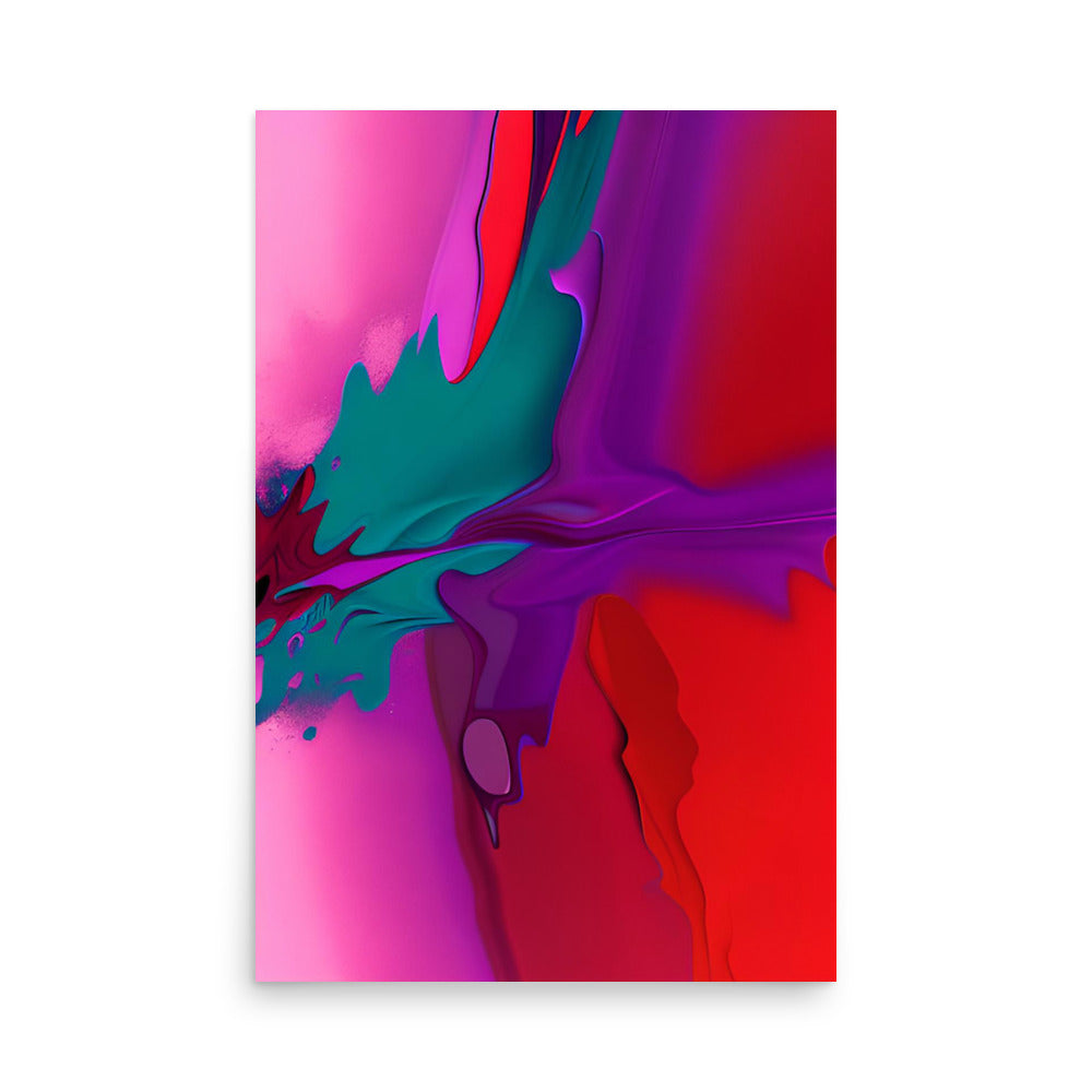 A beautiful purple abstract art print. Bold colorful strokes and a vibrant red.