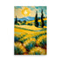 A vibrant yellow landscape painting in a Van Gogh style, artwork with a beautiful burst of color.