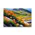 A beautiful rocky hillside with California poppies and lush green and yellow grass.